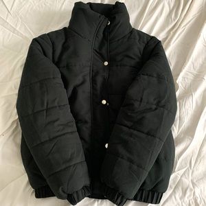 BOOHOO Black Funnel Neck Puffer Jacket